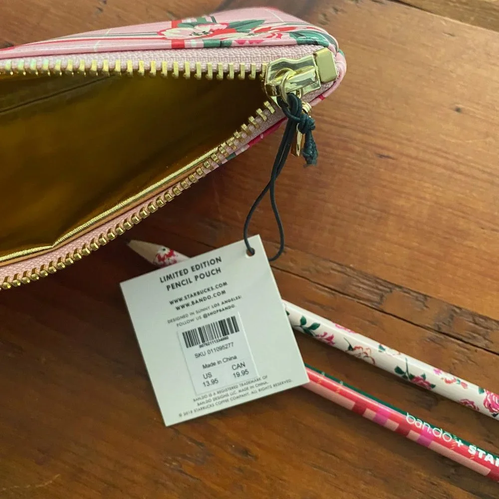 BAN.DO FOR STARBUCKS OFFICE PENCIL CASE WITH 2 PENCILS NWT - RARE!! LTD EDITION - Picture 2 of 4
